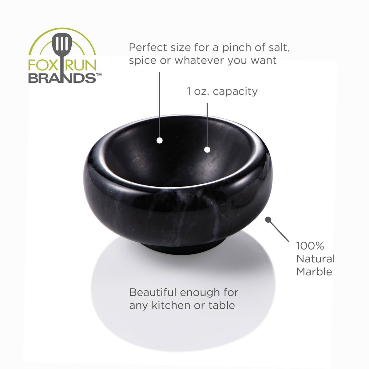 Natural Black Marble Pinch Bowl, 1 oz Condiment Bowl