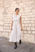 Crop-top & Polka-Dot Skirt Set