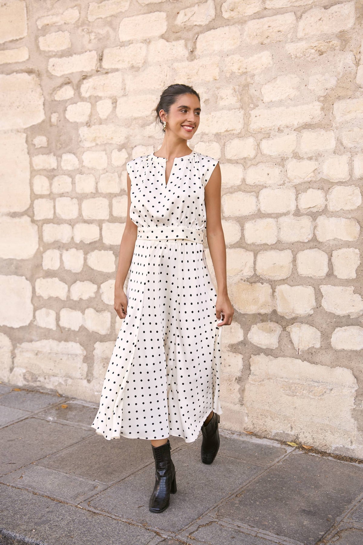 Crop-top & Polka-Dot Skirt Set