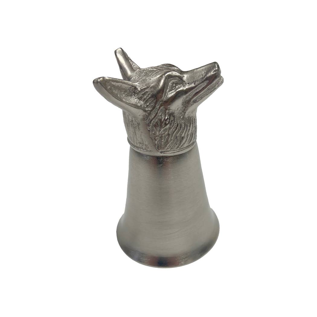 Pewter-Plated Fox Head Jigger