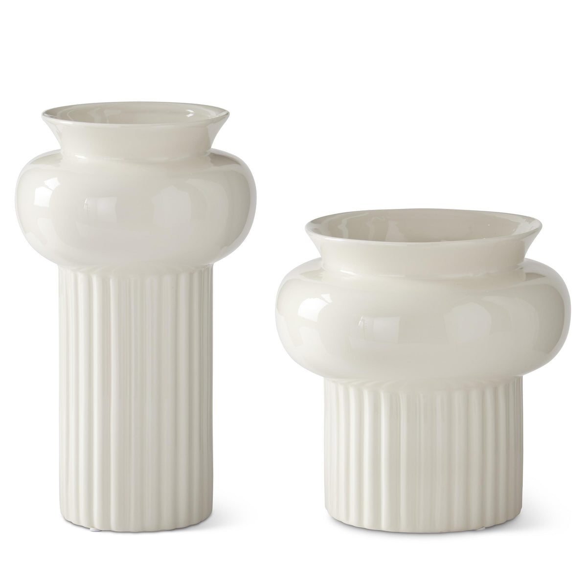 Fluted Bowl Top Vases S/2