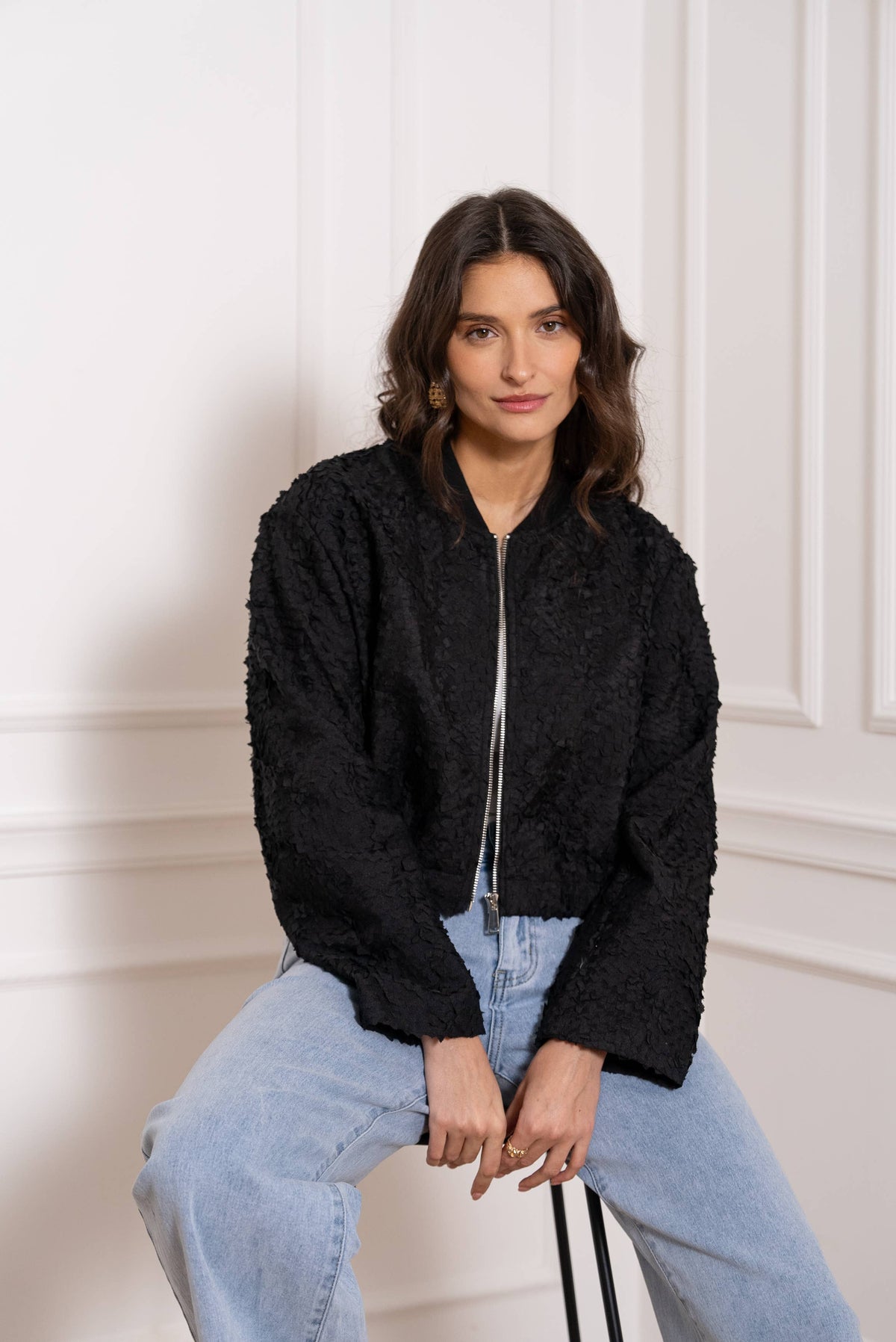 Textured Daisy Bomber
