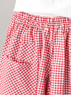 High Waisted Irregularity Elasticity Plaid Pleated Pockets Skirts