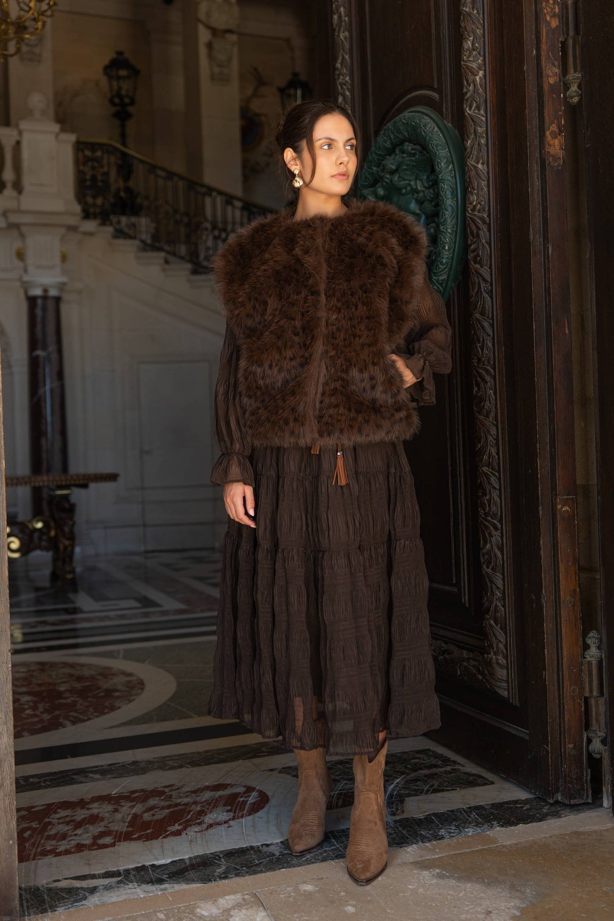 Leopard Faux Fur Sleeveless Vest