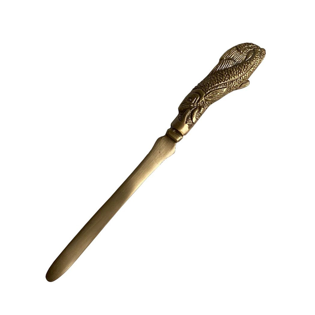 Solid Antiqued Brass Fish Letter Opener