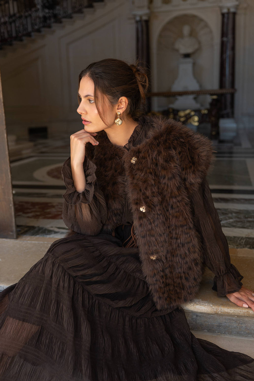 Leopard Faux Fur Sleeveless Vest