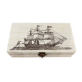 Ship of the Line Engraved Scrimshaw Bone Box