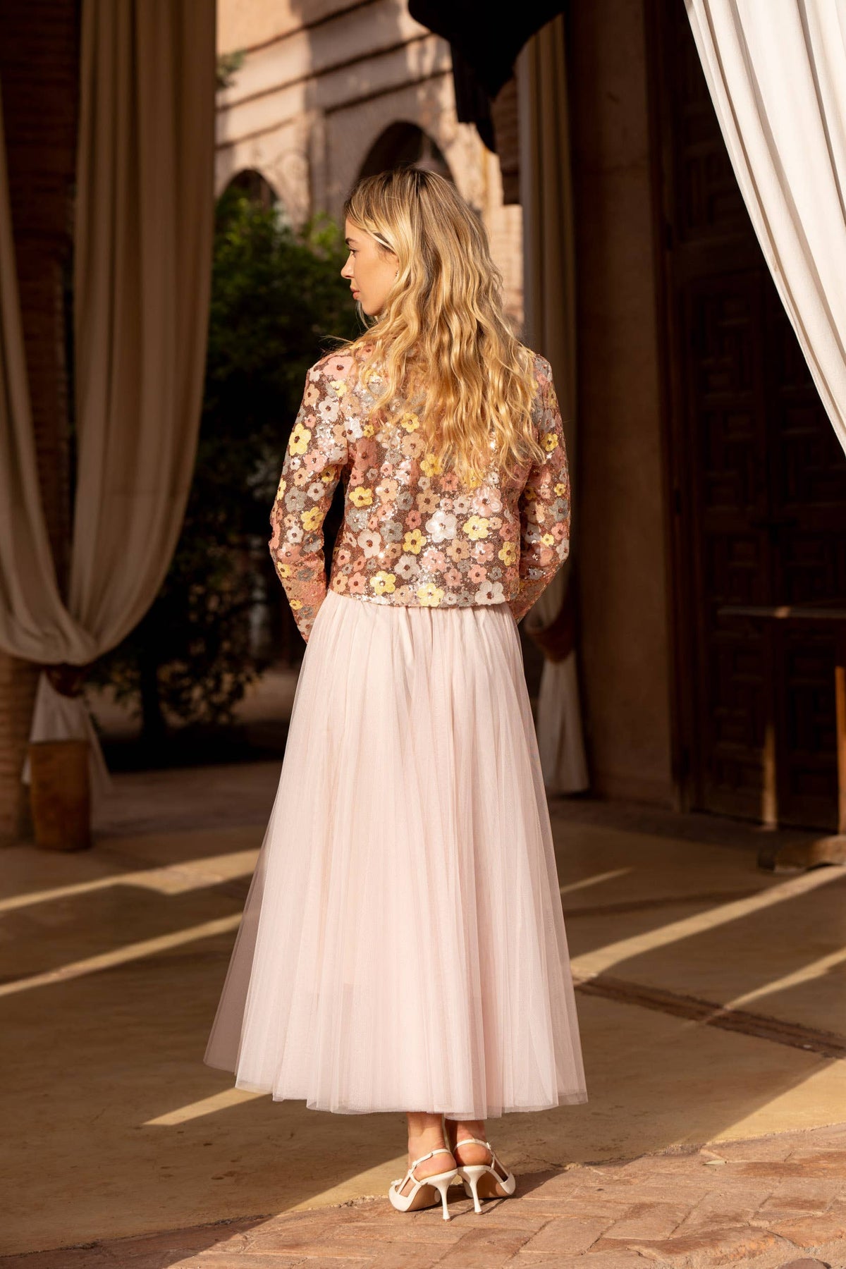 Floral Pattern Sequin Jacket