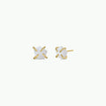Druzy Prong - White - Gold Earrings