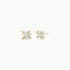 Druzy Prong - White - Gold Earrings