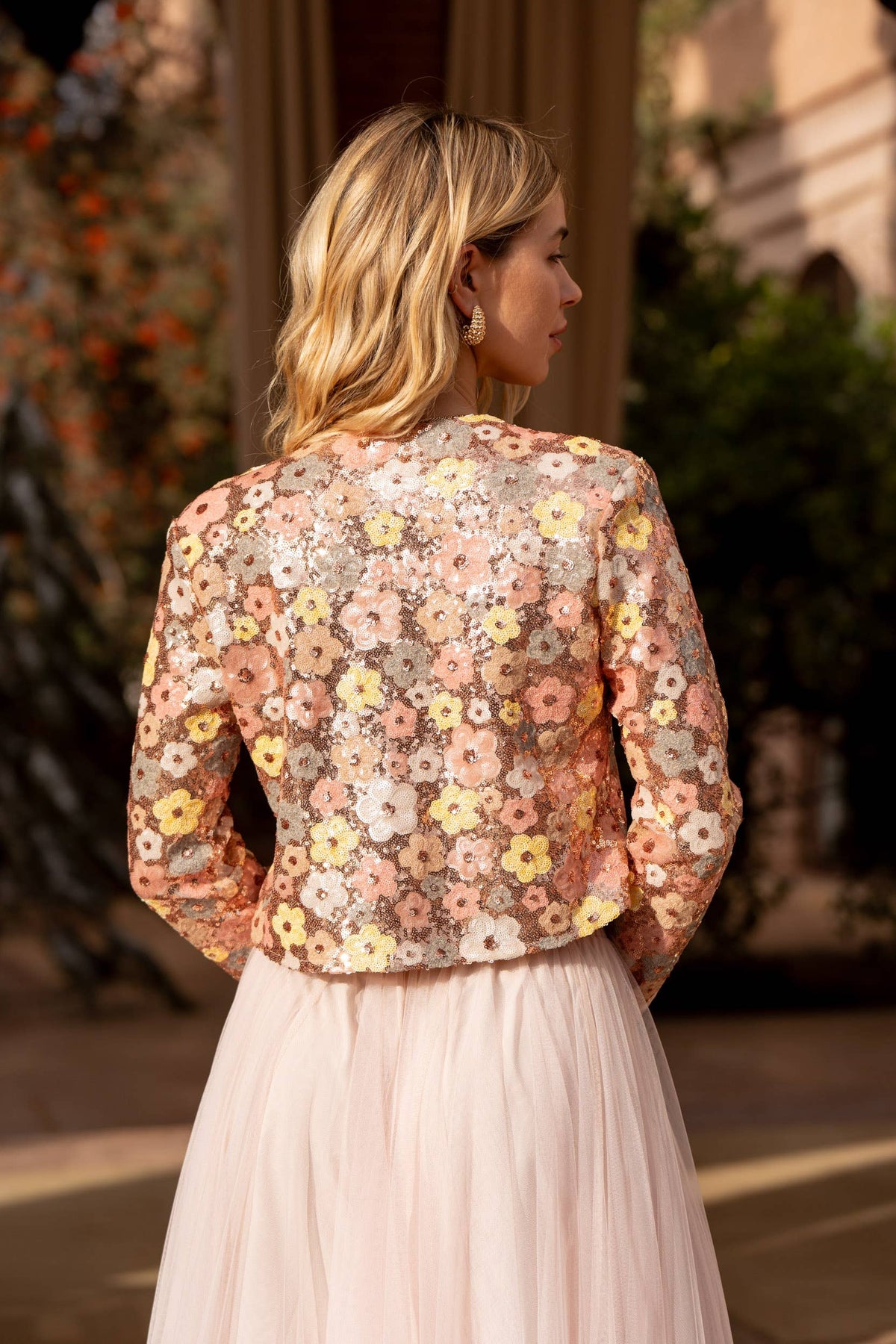 Floral Pattern Sequin Jacket