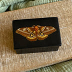 Emperor Moth Black Soapstone Trinket Jewelry | Storage Box