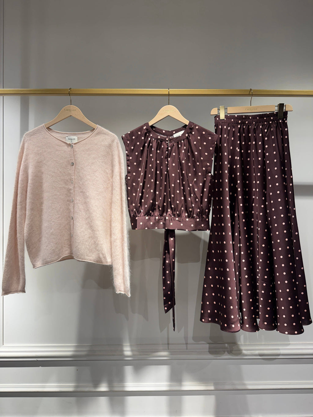 Crop-top & Polka-Dot Skirt Set