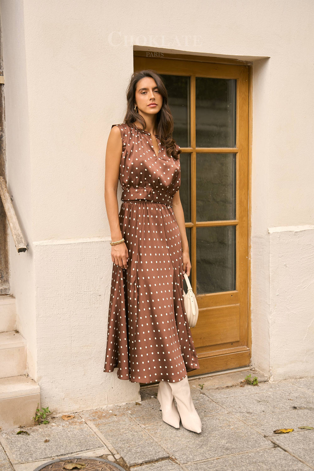 Crop-top & Polka-Dot Skirt Set