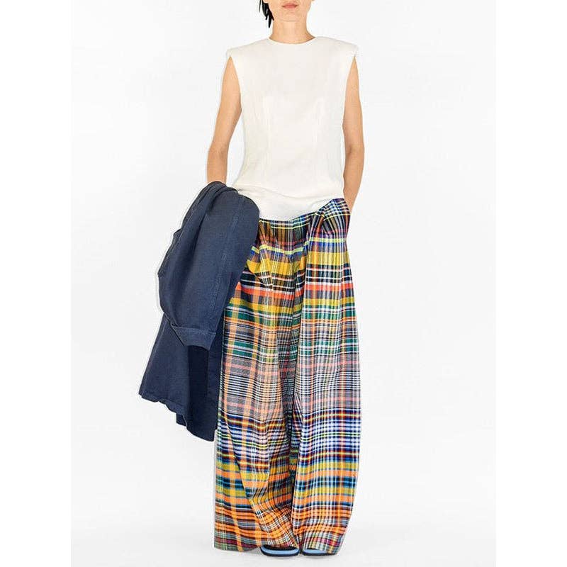 Stylish Wide Leg Checkerboard Casual Pants