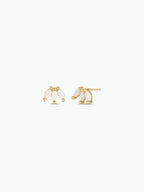 Opal Crown Stud - White - Gold Earrings