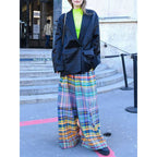 Stylish Wide Leg Checkerboard Casual Pants
