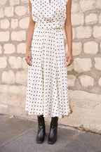 Crop-top & Polka-Dot Skirt Set