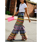 Stylish Wide Leg Checkerboard Casual Pants