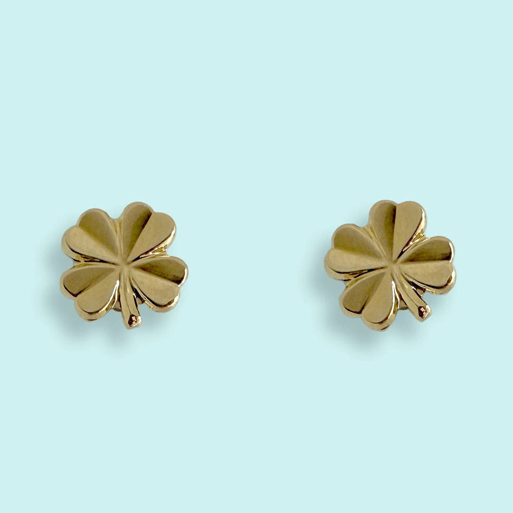 Gold Clover Stud Earrings