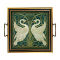Two White Swans Decorative Tray Behind Glass | Serveware