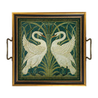 Two White Swans Decorative Tray Behind Glass | Serveware
