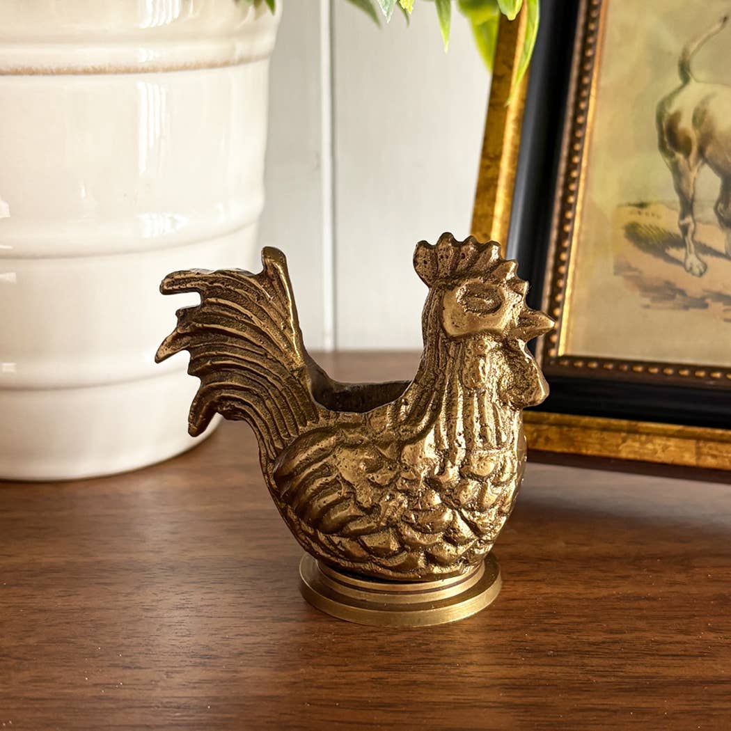 Brass Rooster Matchstick-Toothpick Holder