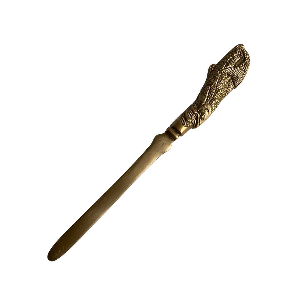 Solid Antiqued Brass Fish Letter Opener