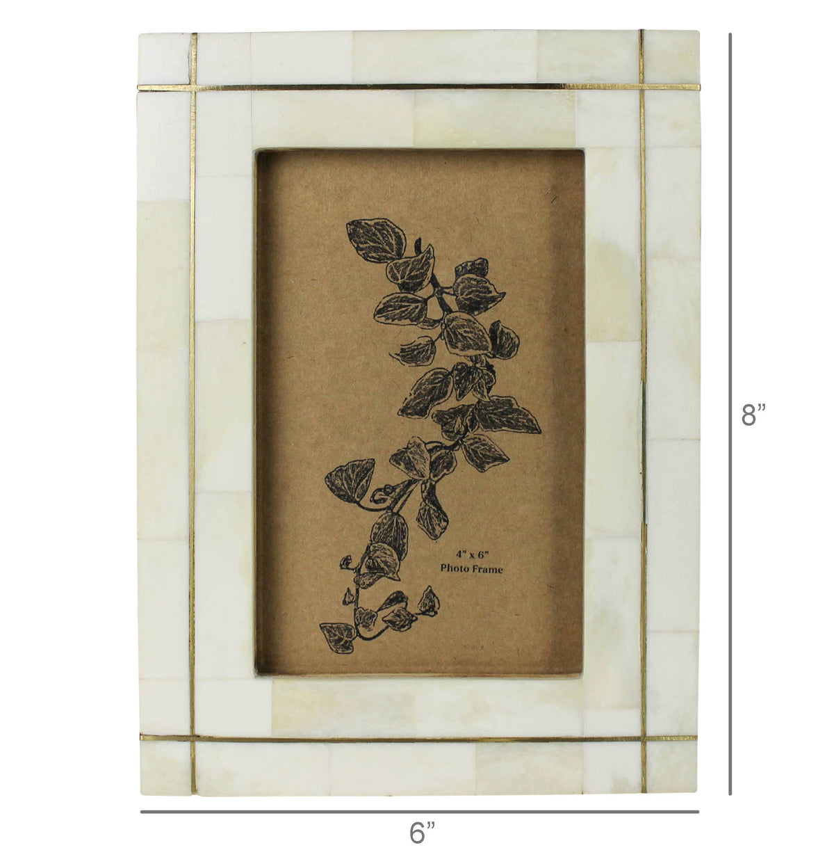 Bone with Brass Grid Frame - 4x6