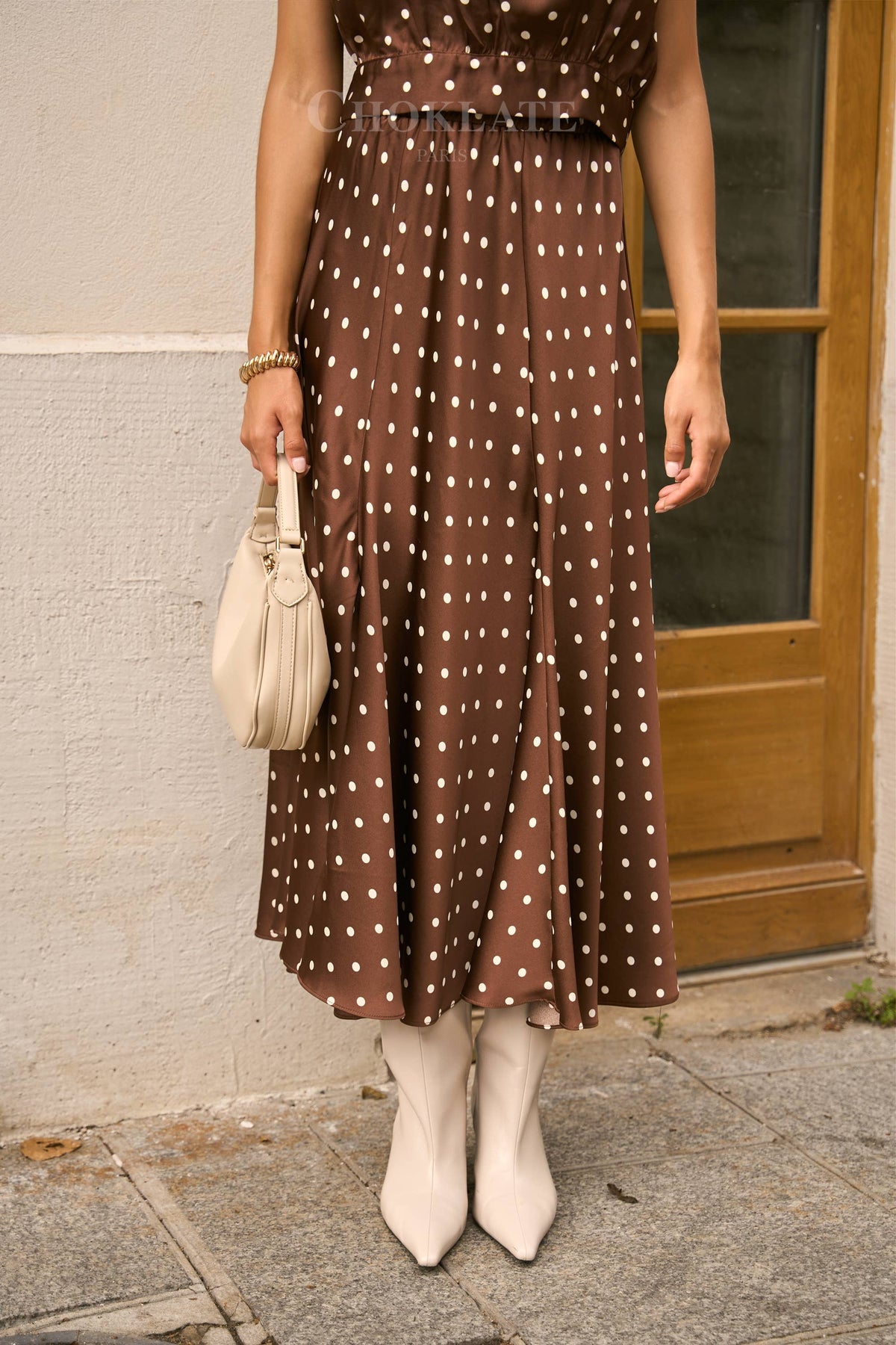 Crop-top & Polka-Dot Skirt Set