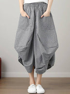 High Waisted Irregularity Elasticity Plaid Pleated Pockets Skirts