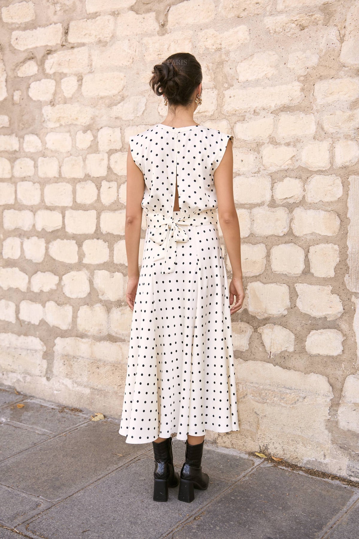 Crop-top & Polka-Dot Skirt Set