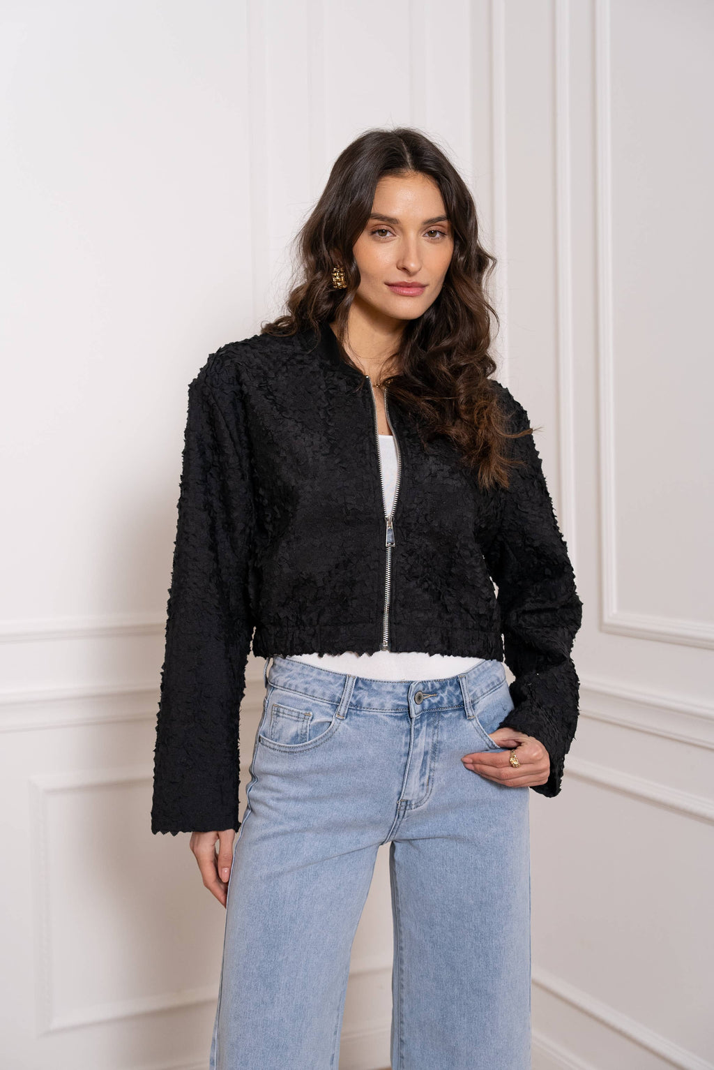 Textured Daisy Bomber