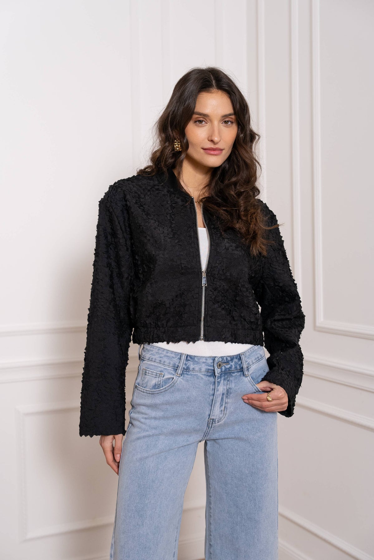 Textured Daisy Bomber