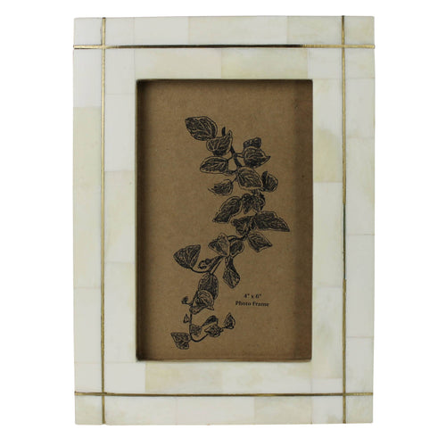 Bone with Brass Grid Frame - 4x6