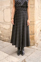 Crop-top & Polka-Dot Skirt Set