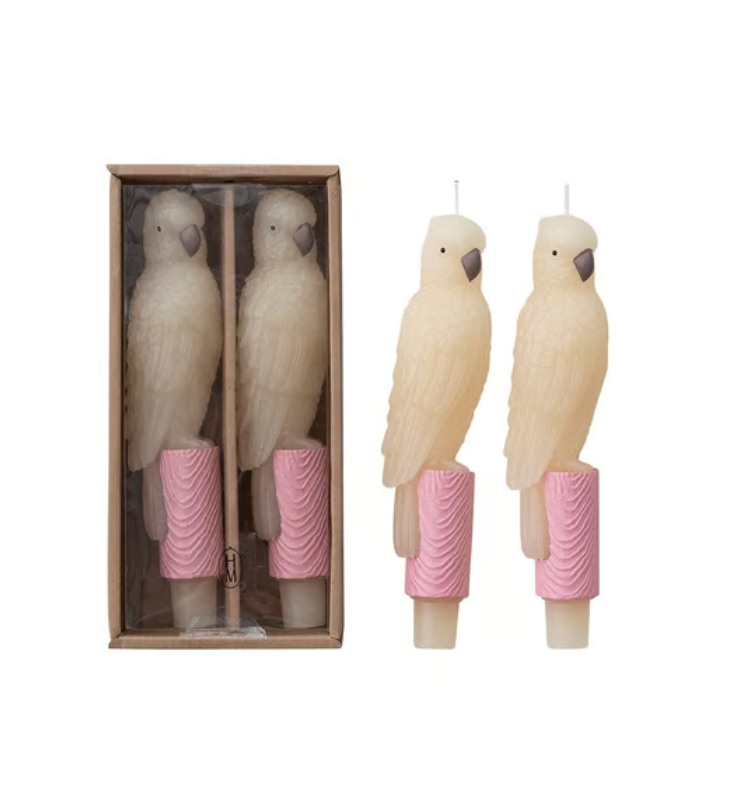 S/2 Unscented Parrot Taper Candles