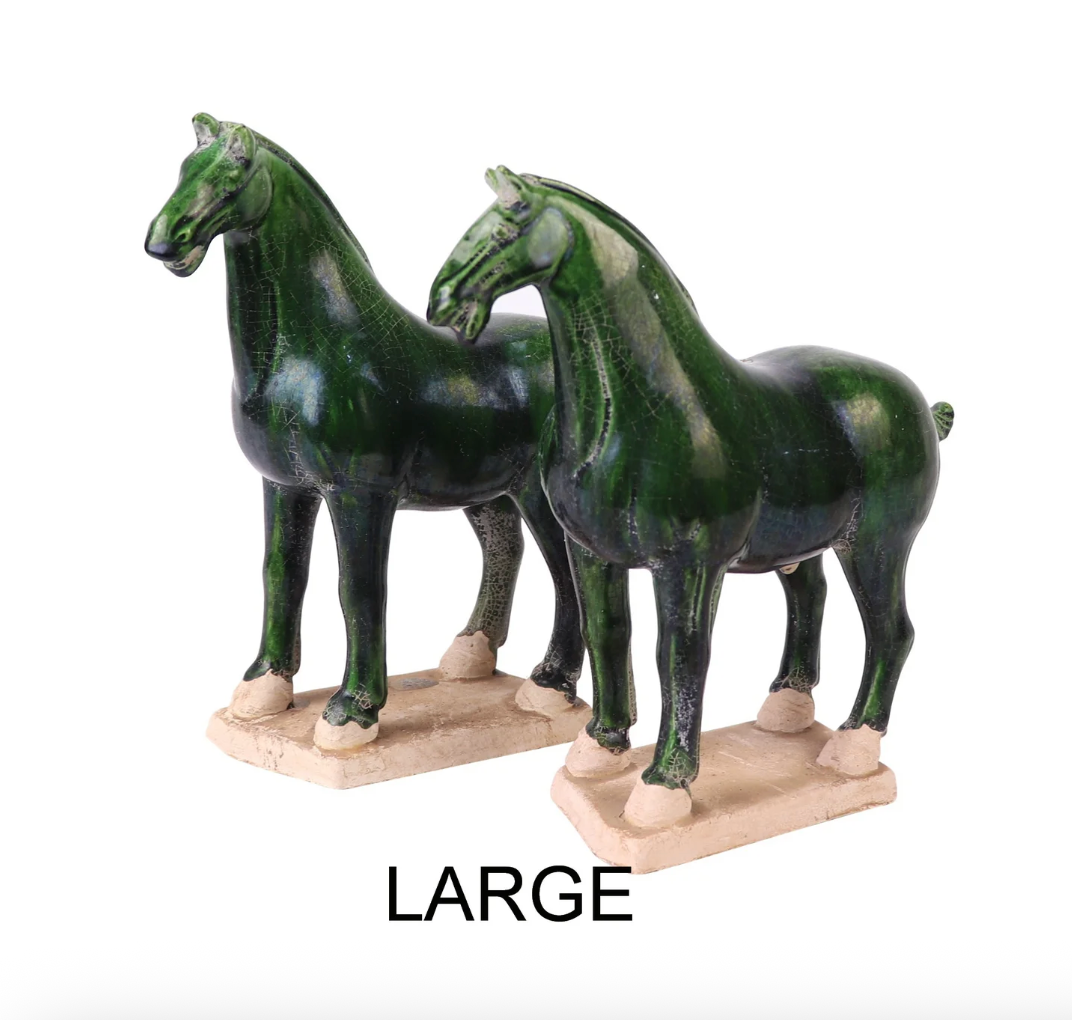 Porcelain Horse Statue - Green