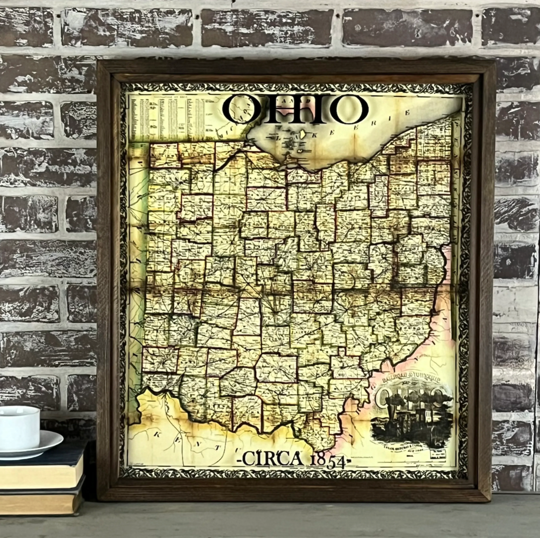 Ohio 1854 Framed Map