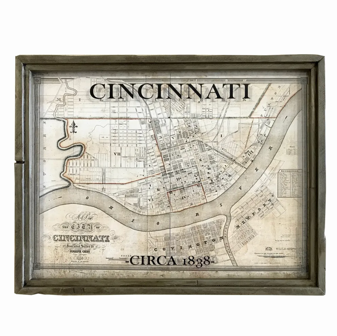 Cincinnati 1838 Framed Map