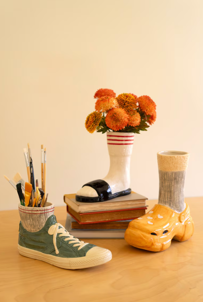 Ceramic Slide with Socks Vase