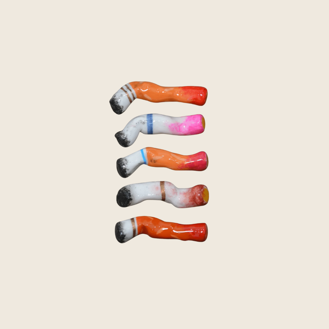 Assorted Lipstick Stained Ceramic Cigarettes