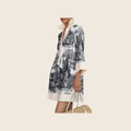 Loose Printed Lapel Mini Dresses
