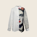 Asymmetric Printed Lapel Blouse