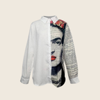 Asymmetric Printed Lapel Blouse