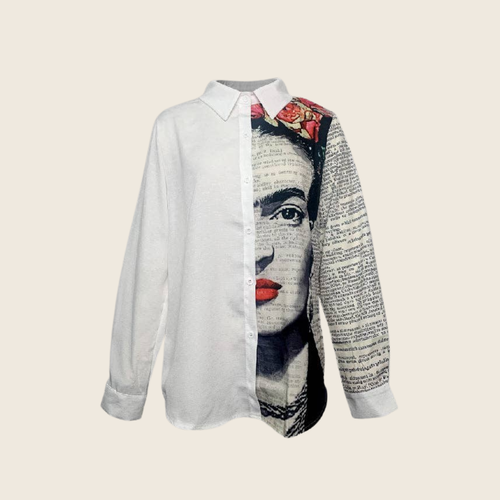 Asymmetric Printed Lapel Blouse