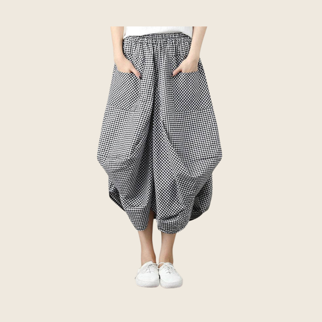High Waisted Plaid Pleated Pocket Skirt