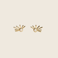 Sun Ray - White Opal - Gold Earrings