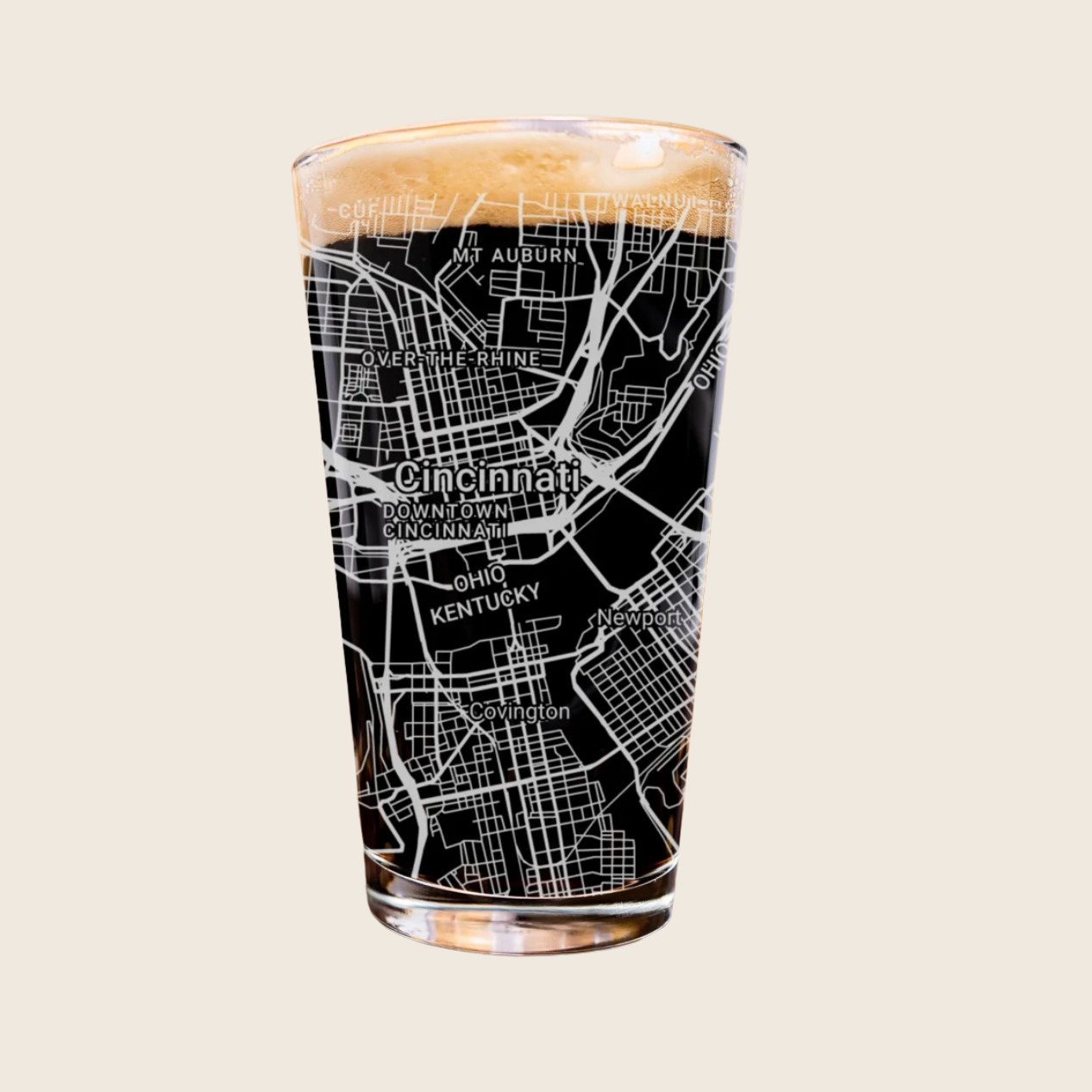 Cincinnati Map Pint Glass