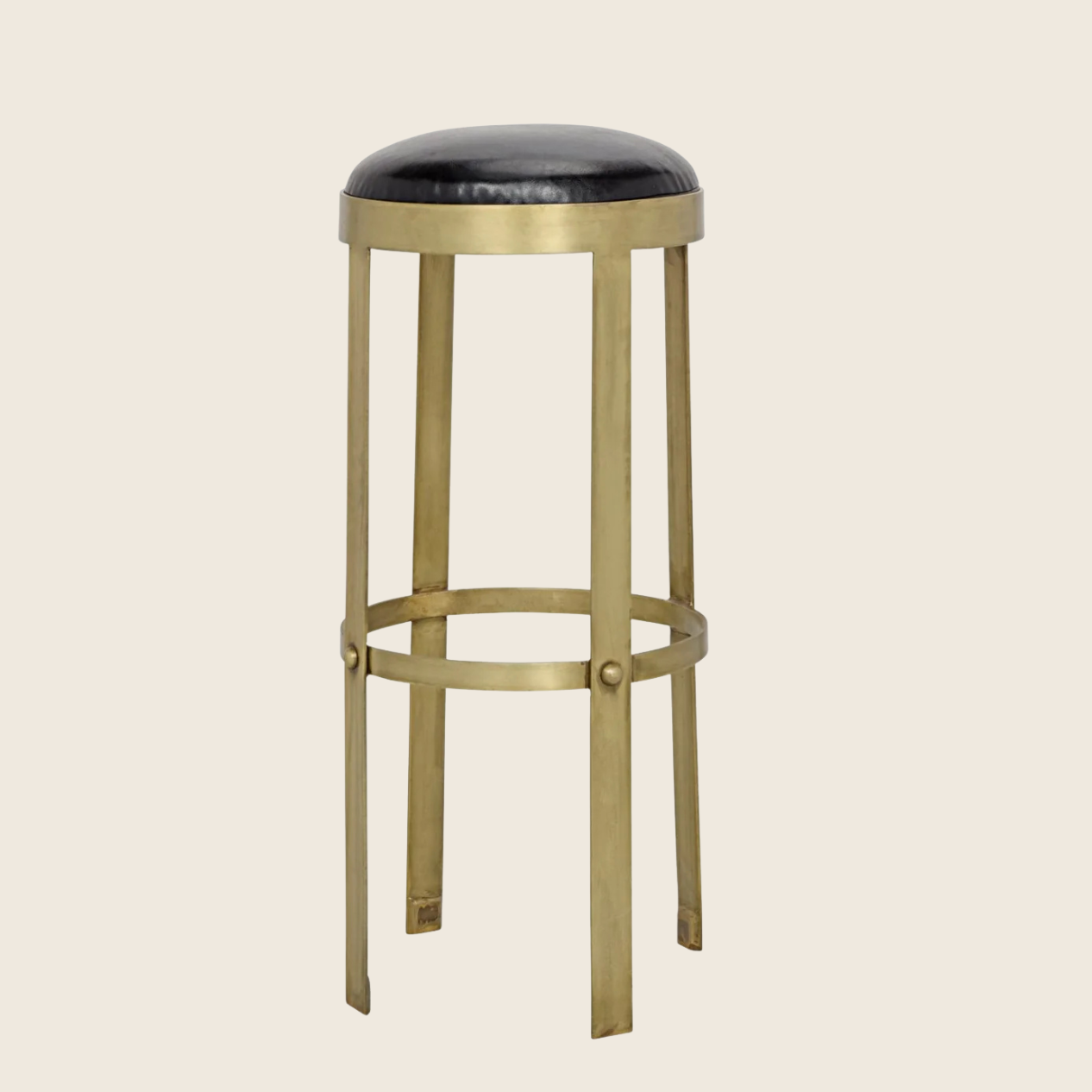 Prince Leather And Brass Bar Stool